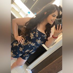 Xhilaration Navy Blue w/ Flower Romper